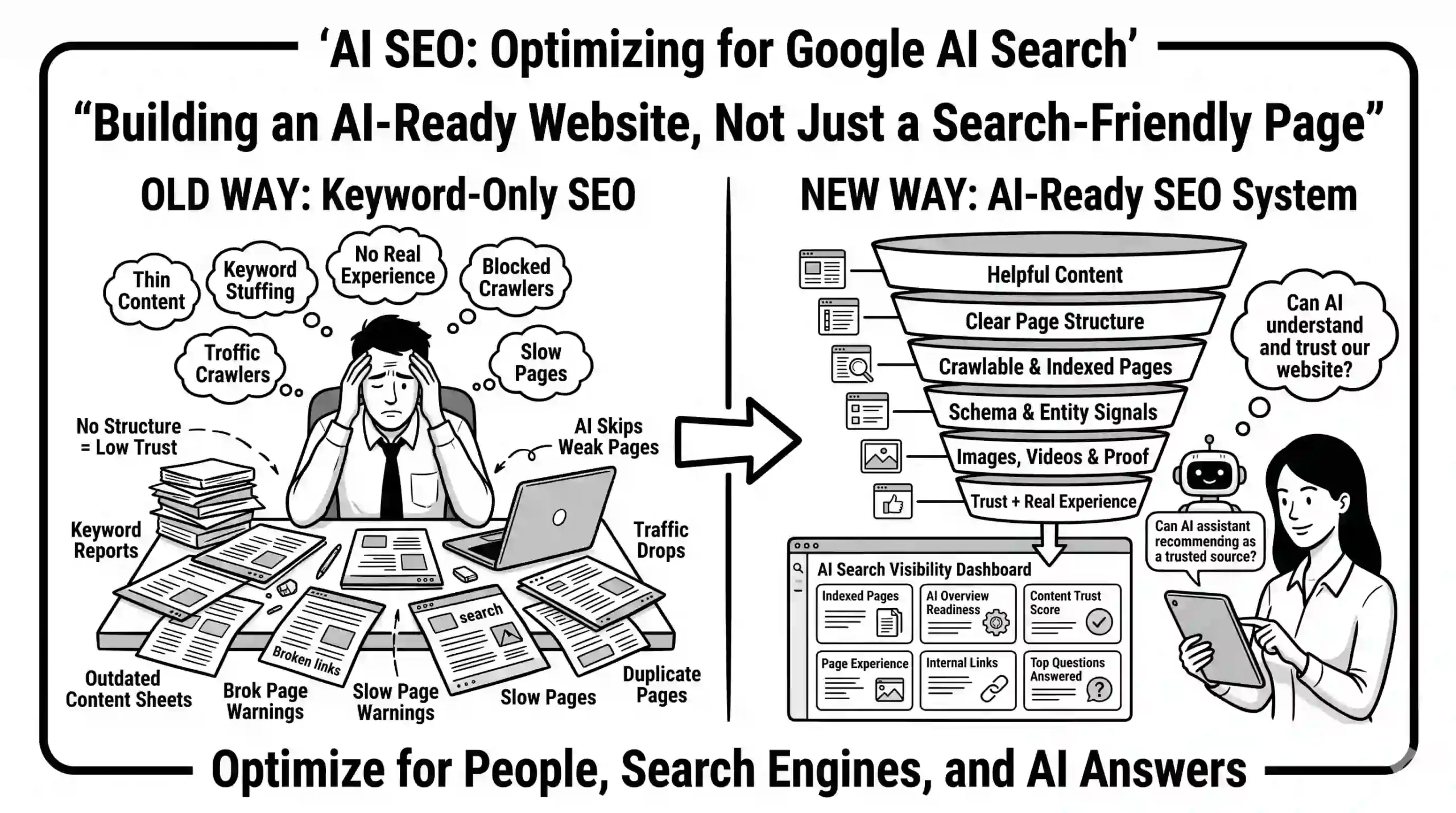 Illustration Showcasing AI SEO - Optimizing for Google AI Search